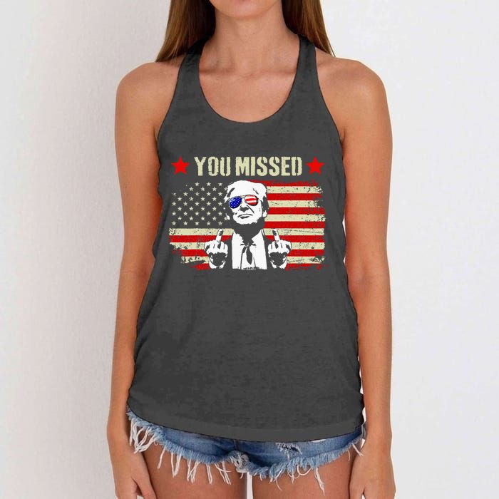 You Missed You Missed Trump 2024 You Missed Women's Knotted Racerback Tank