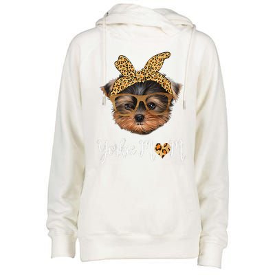 Yorkie Mom Yorkshire Leopard Dog Lovers Mother's Day Gift Womens Funnel Neck Pullover Hood