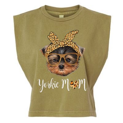 Yorkie Mom Yorkshire Leopard Dog Lovers Mother's Day Gift Garment-Dyed Women's Muscle Tee