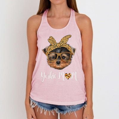 Yorkie Mom Yorkshire Leopard Dog Lovers Mother's Day Gift Women's Knotted Racerback Tank