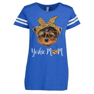 Yorkie Mom Yorkshire Leopard Dog Lovers Mother's Day Gift Enza Ladies Jersey Football T-Shirt