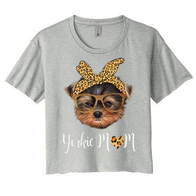 Yorkie Mom Yorkshire Leopard Dog Lovers Mother's Day Gift Women's Crop Top Tee