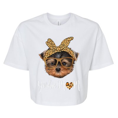 Yorkie Mom Yorkshire Leopard Dog Lovers Mother's Day Gift Bella+Canvas Jersey Crop Tee