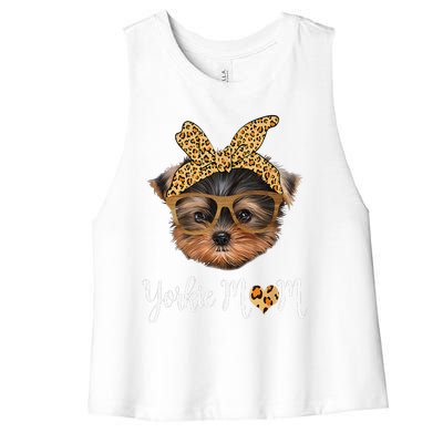 Yorkie Mom Yorkshire Leopard Dog Lovers Mother's Day Gift Women's Racerback Cropped Tank