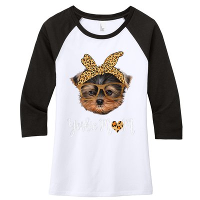 Yorkie Mom Yorkshire Leopard Dog Lovers Mother's Day Gift Women's Tri-Blend 3/4-Sleeve Raglan Shirt