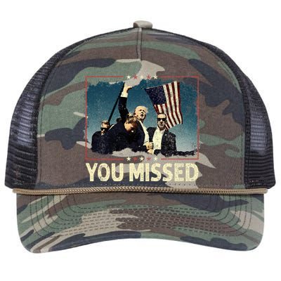 You Missed  You Missed Trump 2024 T You Missed Retro Rope Trucker Hat Cap