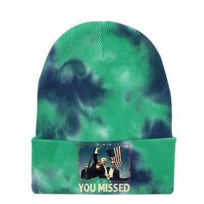 You Missed  You Missed Trump 2024 T You Missed Tie Dye 12in Knit Beanie