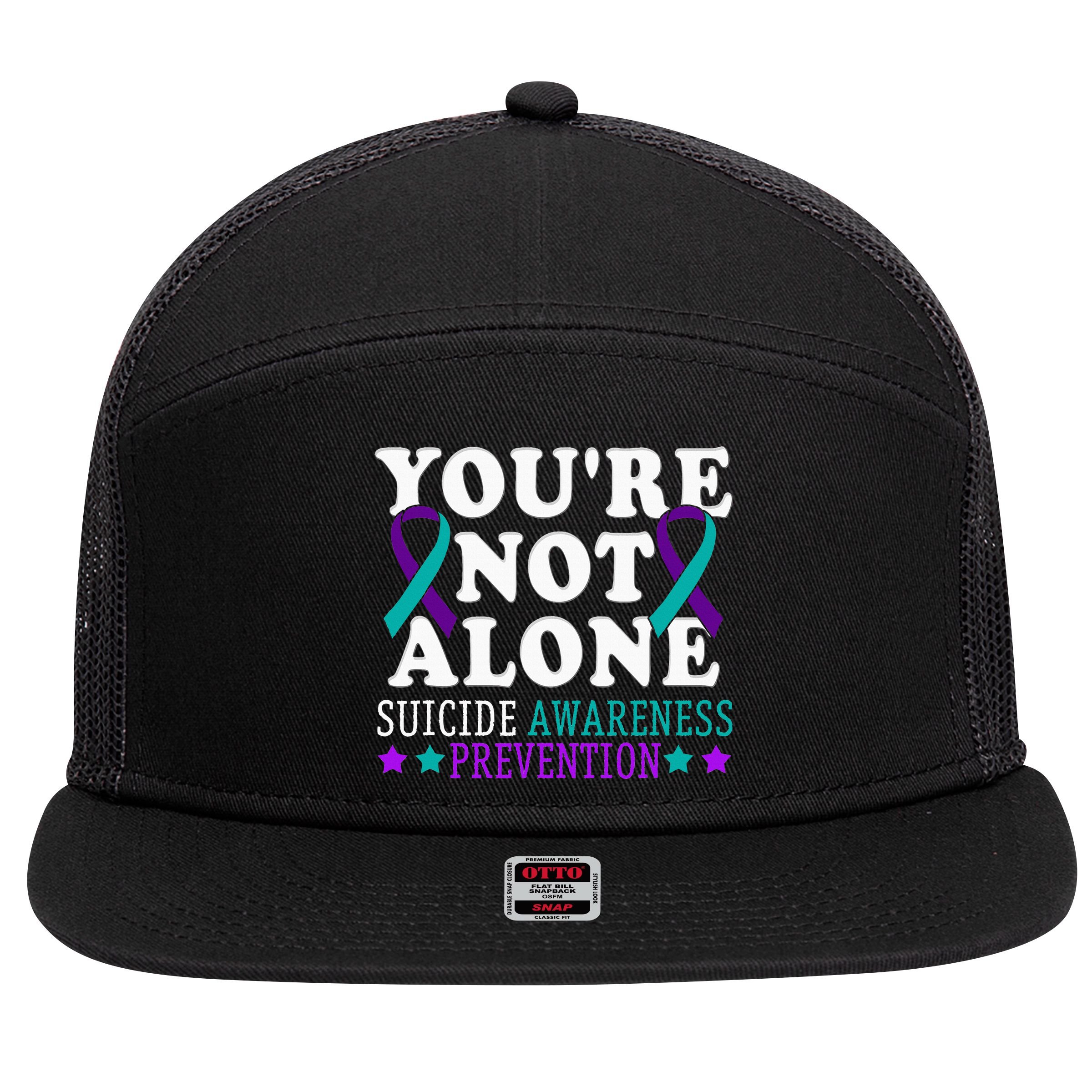 YouRe Not Alone Depression Suicide Prevention Awareness 7 Panel Mesh Trucker Snapback Hat