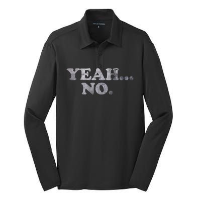 Yeah... No Distressed Silk Touch Performance Long Sleeve Polo