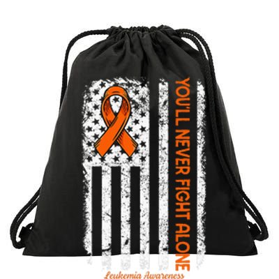 Youll Never Fight Alone Blood Cancer Leukemia Awareness Drawstring Bag