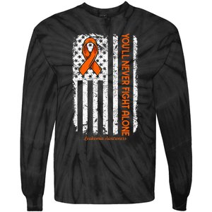 Youll Never Fight Alone Blood Cancer Leukemia Awareness Tie-Dye Long Sleeve Shirt