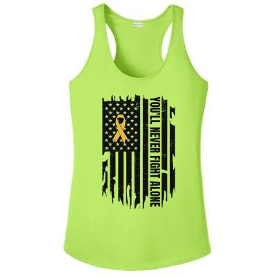 YouLl Never Fight Alone Childhood Cancer Awareness Ladies PosiCharge Competitor Racerback Tank