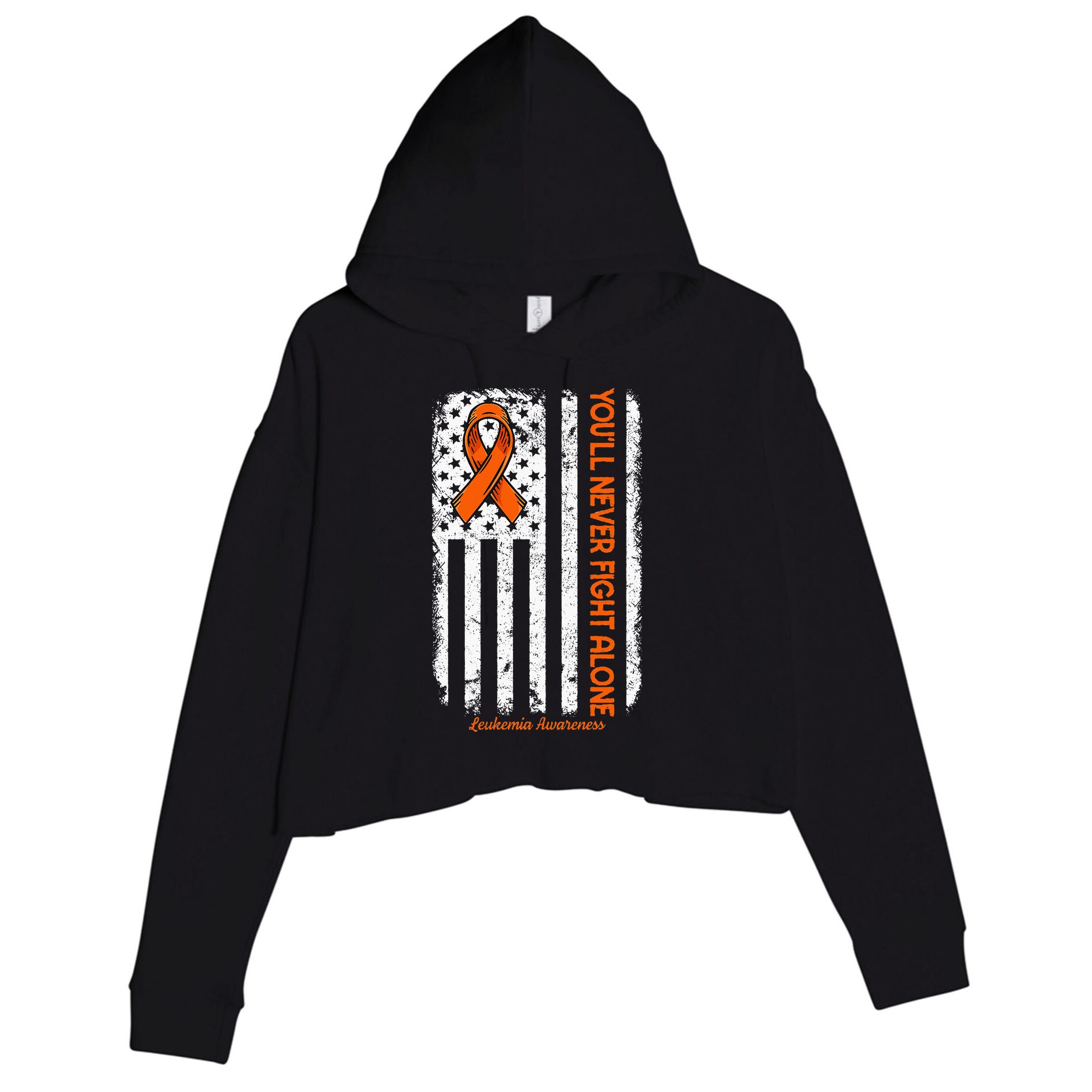 Youll Never Fight Alone Blood Cancer Leukemia Awareness Crop Fleece Hoodie