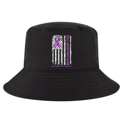 You'll Never fight Alone Flag Pancreatic Cancer Awareness  Cool Comfort Performance Bucket Hat