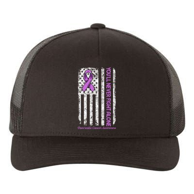 You'll Never fight Alone Flag Pancreatic Cancer Awareness  Yupoong Adult 5-Panel Trucker Hat