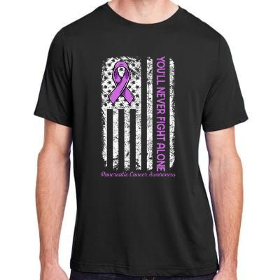 You'll Never fight Alone Flag Pancreatic Cancer Awareness  Adult ChromaSoft Performance T-Shirt