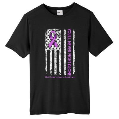 You'll Never fight Alone Flag Pancreatic Cancer Awareness  Tall Fusion ChromaSoft Performance T-Shirt