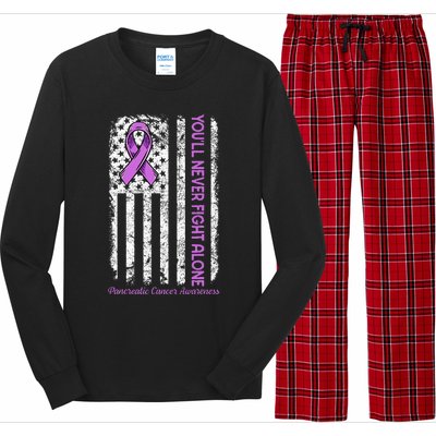 You'll Never fight Alone Flag Pancreatic Cancer Awareness  Long Sleeve Pajama Set