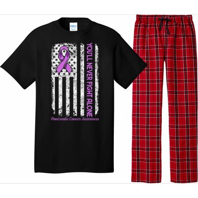 You'll Never fight Alone Flag Pancreatic Cancer Awareness  Pajama Set