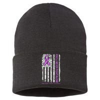 You'll Never fight Alone Flag Pancreatic Cancer Awareness  Sustainable Knit Beanie