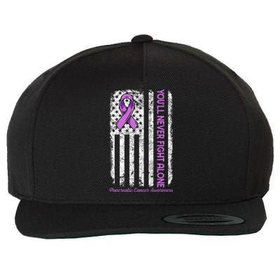 You'll Never fight Alone Flag Pancreatic Cancer Awareness  Wool Snapback Cap