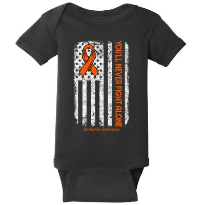 YouLl Never Fight Alone Blood Cancer Leukemia Awareness Baby Bodysuit