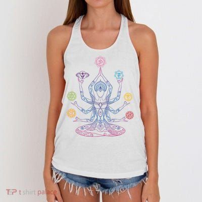 Yoga Namaste Graphic Design Women's Knotted Racerback Tank