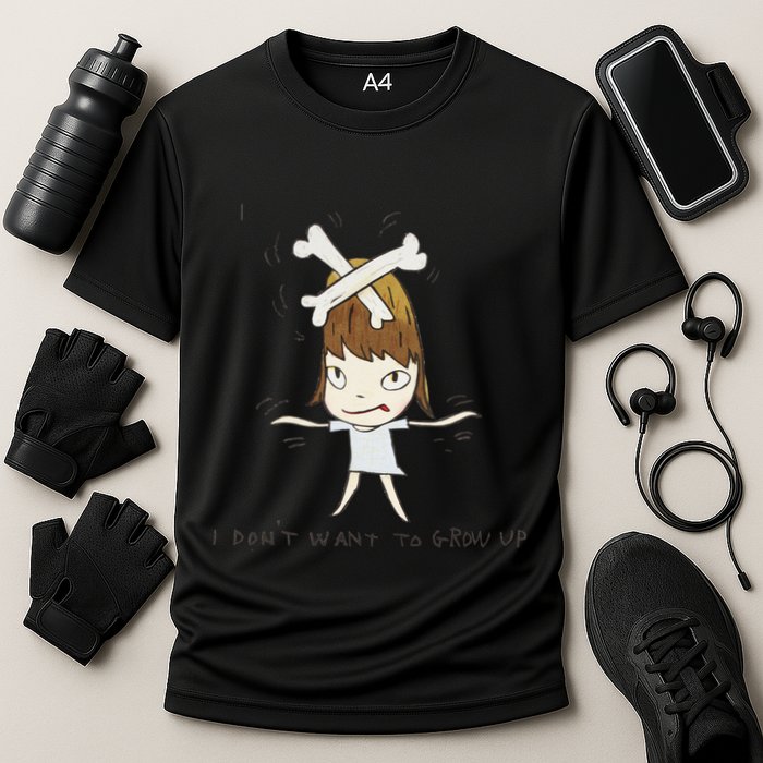 Yoshitomo Nara I Dont Want To Grow Up Painting Cooling Performance Crew T-Shirt