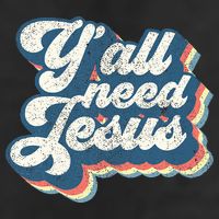 Yall Need Jesus Christian Retro 70s Christ Bible 7 Panel Mesh Trucker Snapback Hat