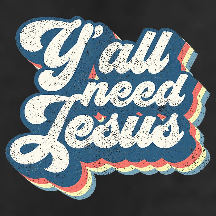 Yall Need Jesus Christian Retro 70s Christ Bible 7 Panel Mesh Trucker Snapback Hat