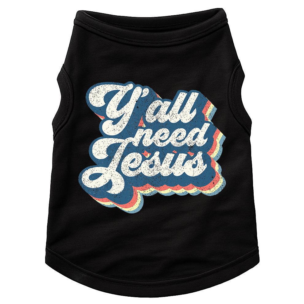 Yall Need Jesus Christian Retro 70s Christ Bible Doggie Tank