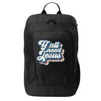 Yall Need Jesus Christian Retro 70s Christ Bible City Backpack