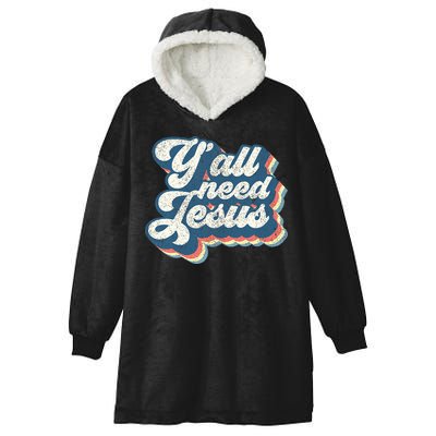 Yall Need Jesus Christian Retro 70s Christ Bible Hooded Wearable Blanket