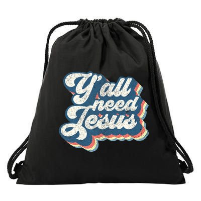 Yall Need Jesus Christian Retro 70s Christ Bible Drawstring Bag