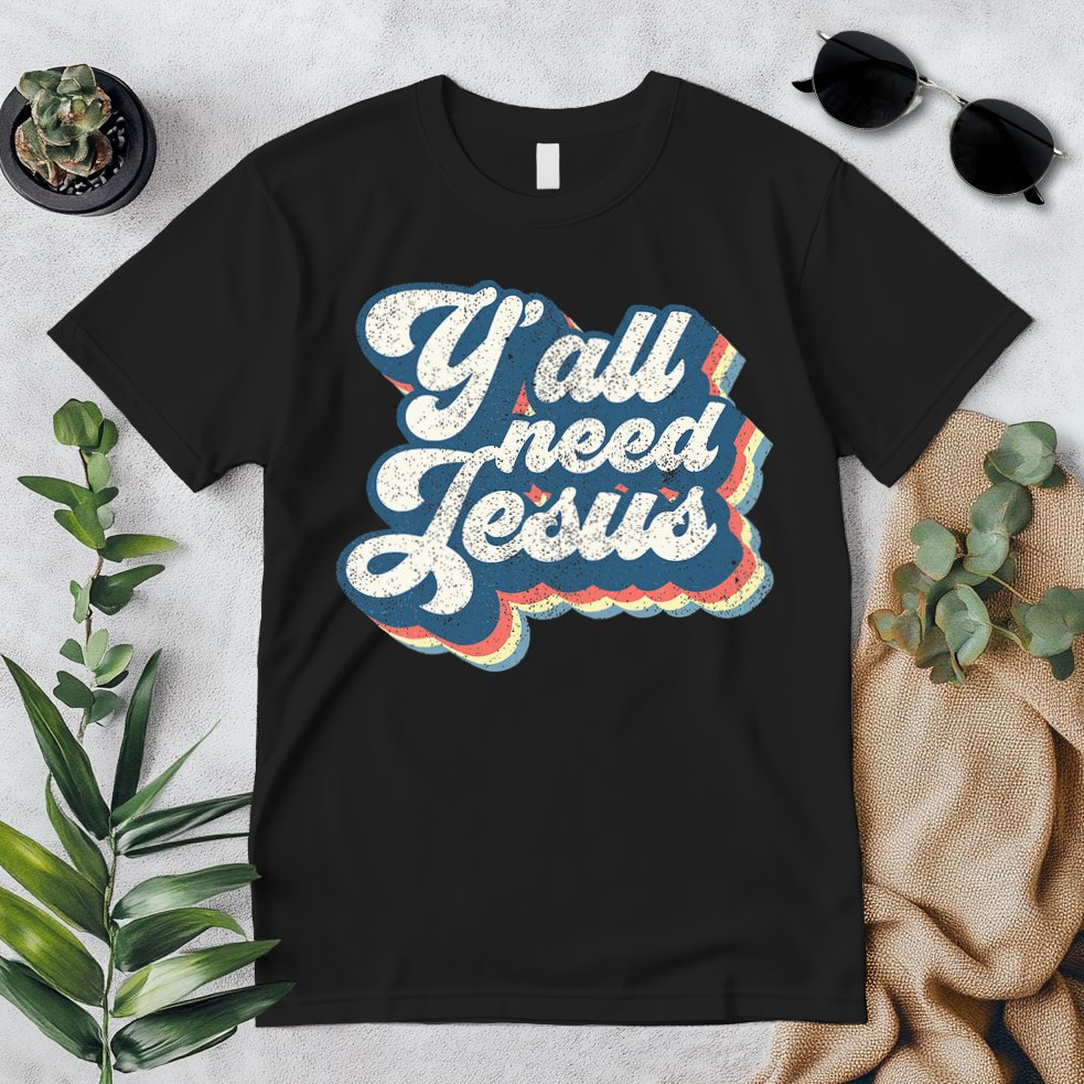 Yall Need Jesus Christian Retro 70s Christ Bible Premium T-Shirt