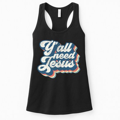 Yall Need Jesus Christian Retro 70s Christ Bible Womens Tank Top