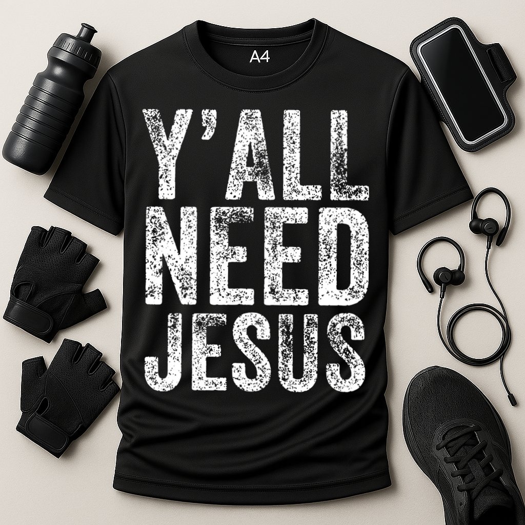 Y'all Need Jesus Religious Faith Funny Christian Church Cooling Performance Crew T-Shirt