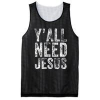 Y'all Need Jesus Religious Faith Funny Christian Church Mesh Reversible Basketball Jersey Tank