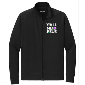 Ya'll Need Jesus Funny Easter Family Mom Dad Gift Stretch Full-Zip Cadet Jacket