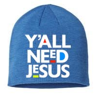 Ya'll Need Jesus Funny Easter Family Mom Dad Gift Sustainable Beanie