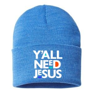 Ya'll Need Jesus Funny Easter Family Mom Dad Gift Sustainable Knit Beanie