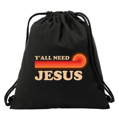 Y'all Need Jesus Retro Drawstring Bag