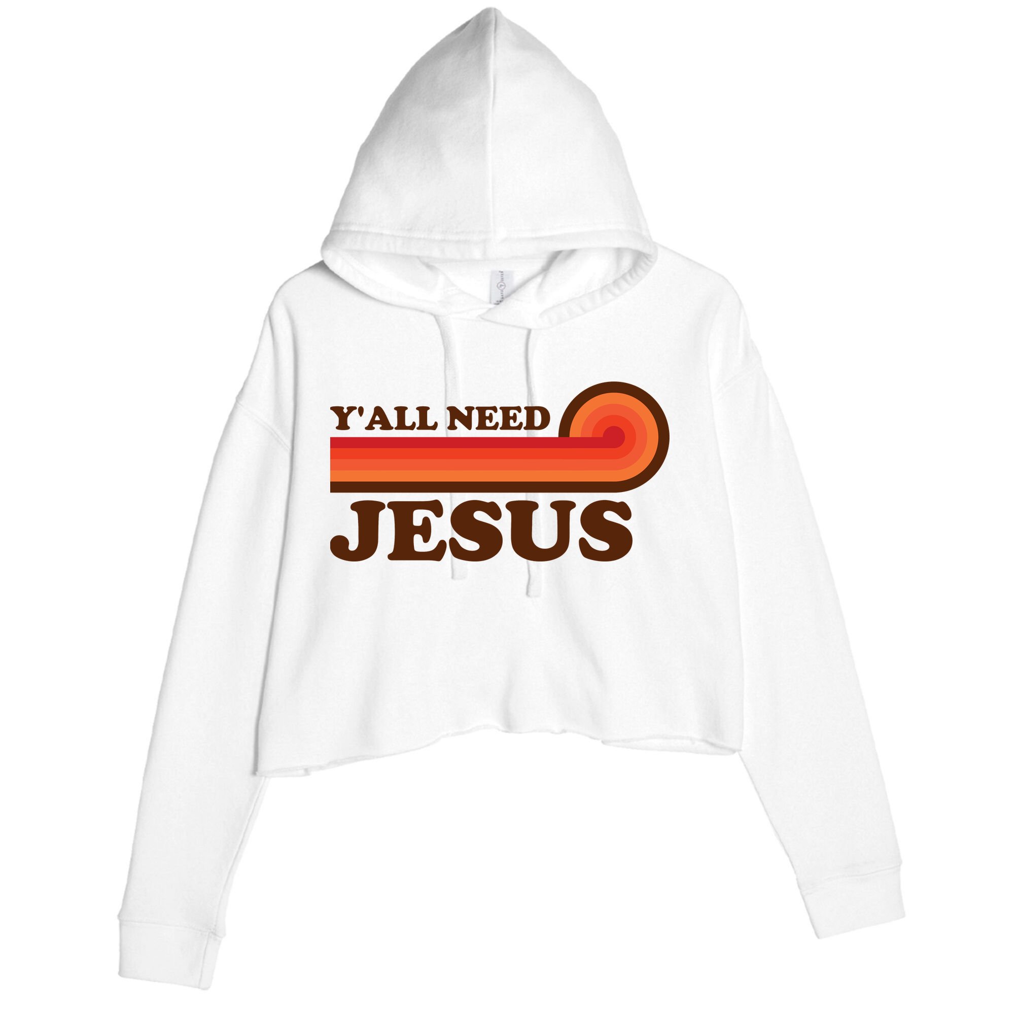Y'all Need Jesus Retro Crop Fleece Hoodie