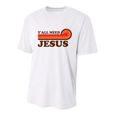 Y'all Need Jesus Retro Youth Performance Sprint T-Shirt