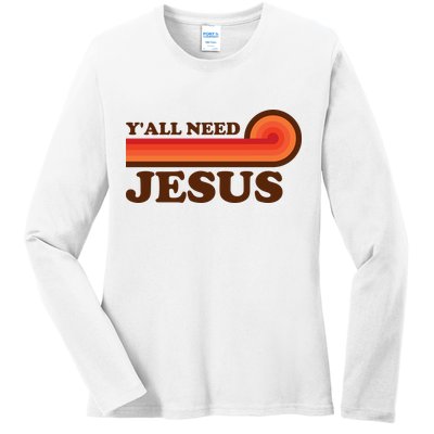 Y'all Need Jesus Retro Ladies Long Sleeve Shirt
