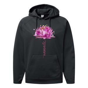 Yoga Namaste Lotus Flower Yoga Water Lily Yoga Performance Fleece Hoodie