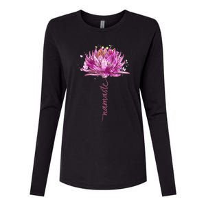 Yoga Namaste Lotus Flower Yoga WaterLily Yoga Womens Cotton Relaxed Long Sleeve T-Shirt