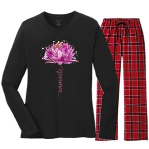 Yoga Namaste Lotus Flower Yoga WaterLily Yoga Women's Long Sleeve Flannel Pajama Set 