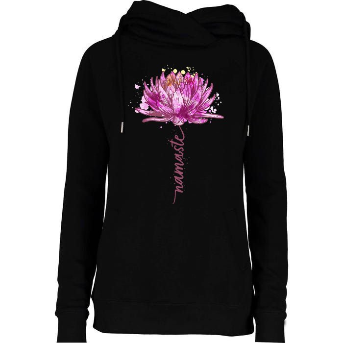 Yoga Namaste Lotus Flower Yoga WaterLily Yoga Womens Funnel Neck Pullover Hood