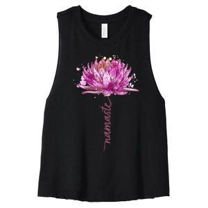 Yoga Namaste Lotus Flower Yoga WaterLily Yoga Women's Racerback Cropped Tank